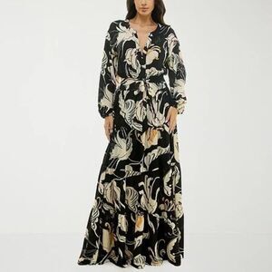 premier amour womens long sleeve floral maxi dress Premier Amour | Dresses | Premier Amour Long Sleeve Black Floral Maxi Dress Womens Size 4